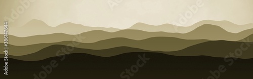 modern peaks landscape - wide digital drawn background or texture illustration