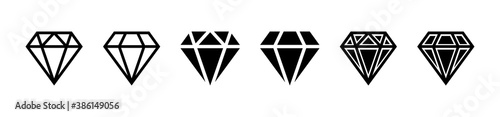 Diamond icon. Big collection quality diamonds. Linear diamond style and silhouette. Royal diamond icons collection set. Vector
