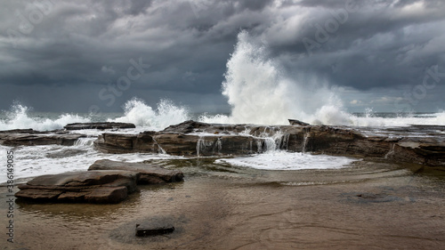 Waves Crashing Into the rocks at Winney Bay on the NSW Central Coast