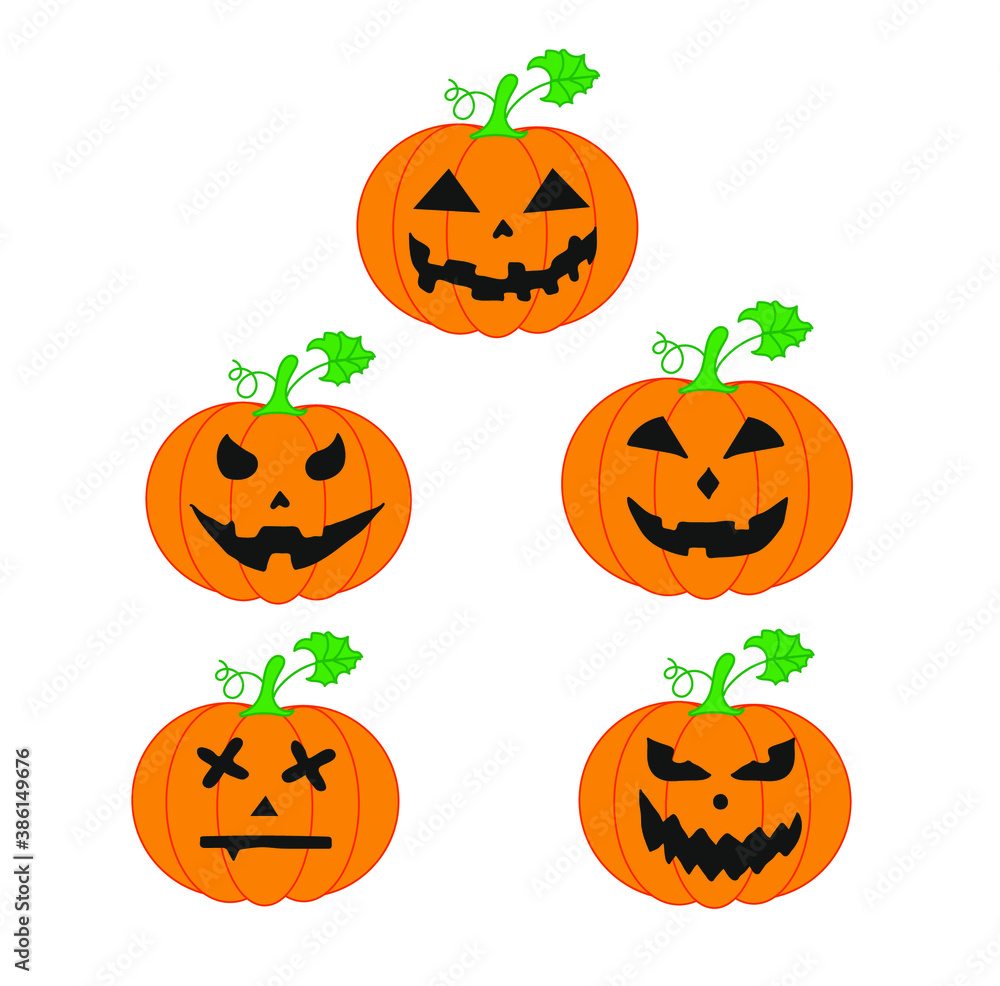 Set of orange pumpkins for Halloween.
The main symbol of the holiday Happy Halloween. Vector illustration.
Set of orange pumpkins for Halloween.
The main symbol of the holiday Happy Halloween. Vector illustration.