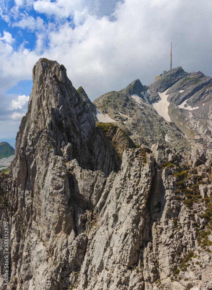 Fototapeta premium View on the Säntis Mountains, Appenzell from Lisengrat / Lysengrat