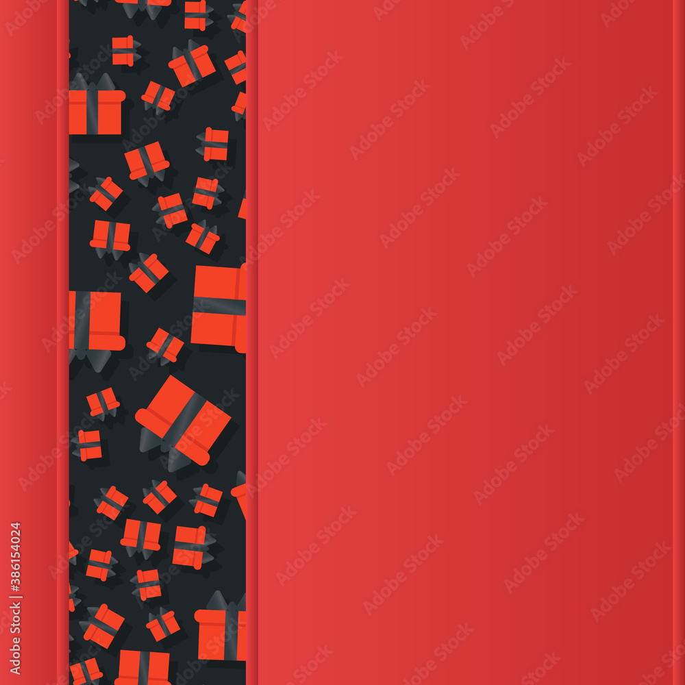 Red banner copy space vector template with red gifts. Modern geometric abstract square background for web design Red banner copy space vector template with red gifts. Modern geometric abstract square background for web design