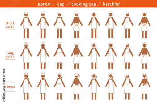 エプロン 帽子 店員 調理 ピクトグラム 人 アイコン イラスト AI ベクター 素材