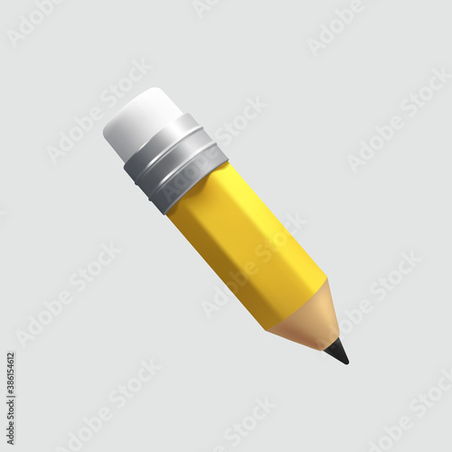 Cartoon yellow pencil on gray.