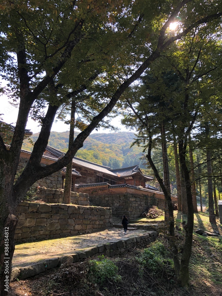 Landscape of Korean traditional temple in mountain Landscape of Korean traditional temple in mountain