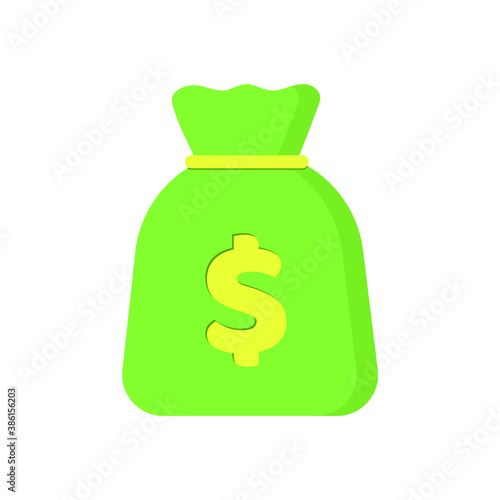One bag of money with a dollar sign. Vector color icon isolated on white background  flat cartoon design  eps 10.