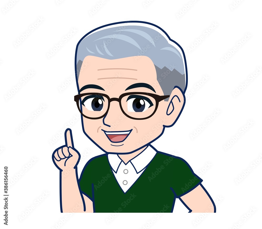 White-haired man in green short sleeves White-haired man in green short sleeves
