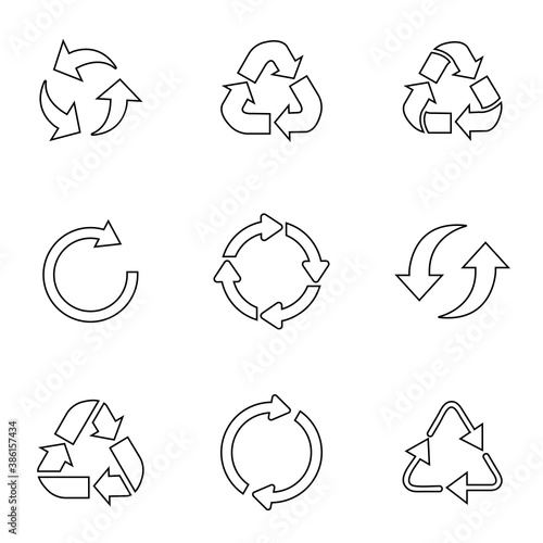 Recycle icon set, line version, vector eps10. Premium symbols isolated on a white background.