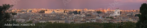 Panoramic view of the city of Rome at sunset
