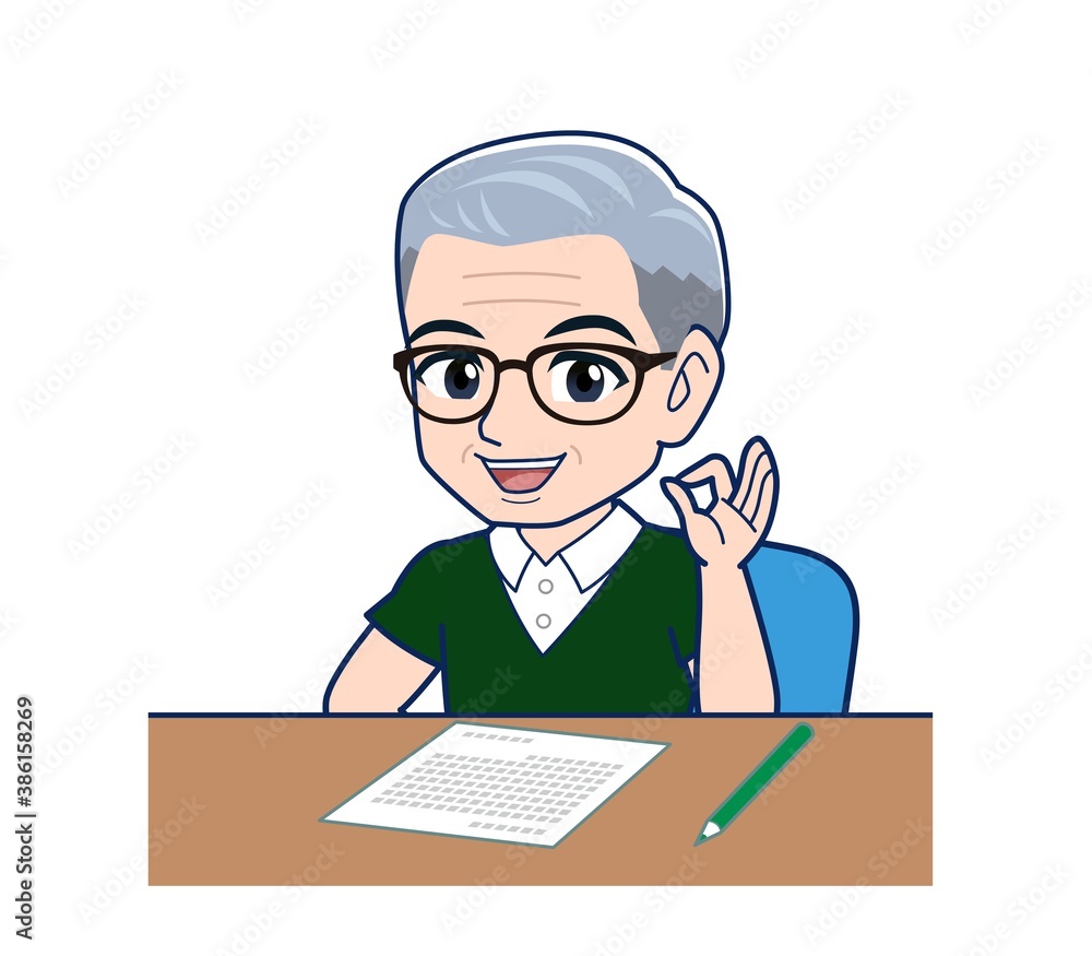 White-haired man in green short sleeves White-haired man in green short sleeves