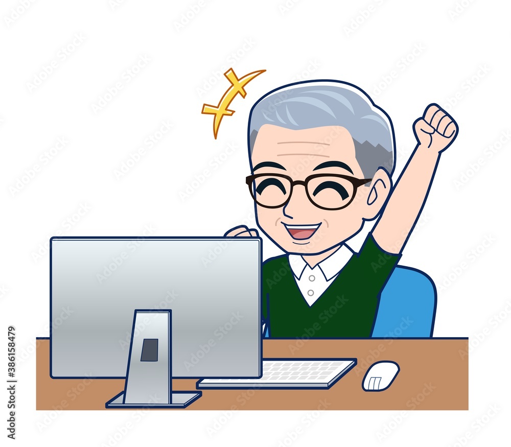 White-haired man in green short sleeves White-haired man in green short sleeves