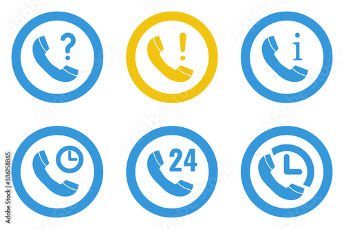 call center or help desk phone vector icons set