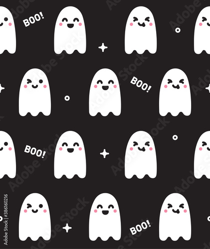 Cute ghost seamless pattern halloween concept