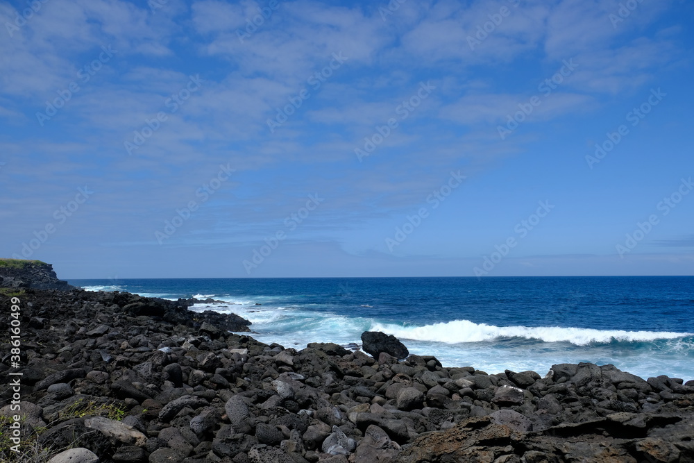 Ecuador Galapagos Islands - San Cristobal Island Coastline at Beach Playa Loberia