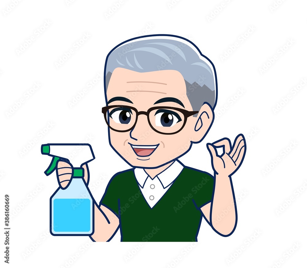 White-haired man in green short sleeves White-haired man in green short sleeves