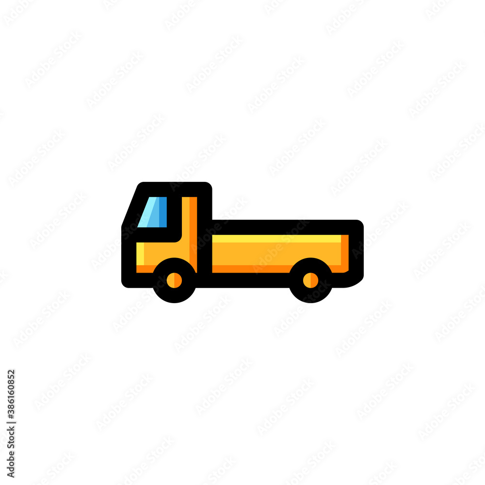 Pickup Car Icon Filled Outline Transportation Illustration Logo Vector
