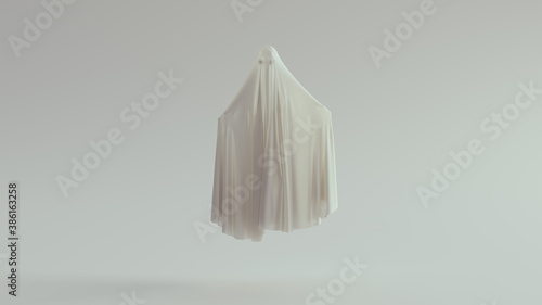 White Ghost Spirit Floating Raising Arms in a Death Shroud