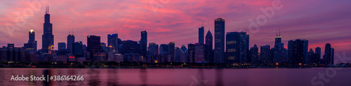 Chicago city skyline in the evening