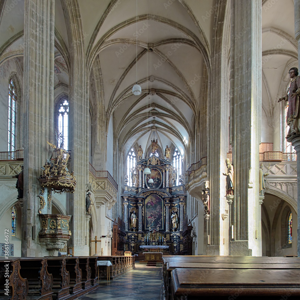 Interior of St. James Church (Kostel svateho Jakuba) in Kutna Hora, Czech Republic