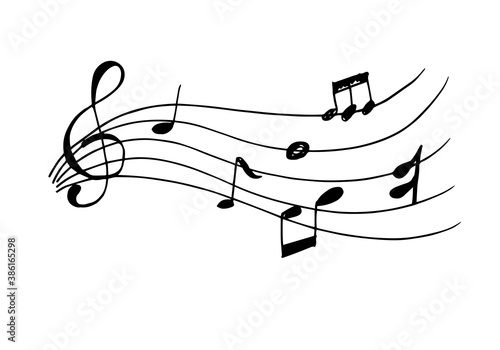 Music note design element in doodle style on white background.vector illustration.