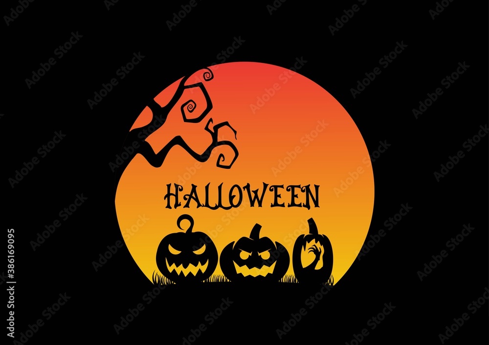 Happy Halloween pumpkin silhouette banner background illustration vector