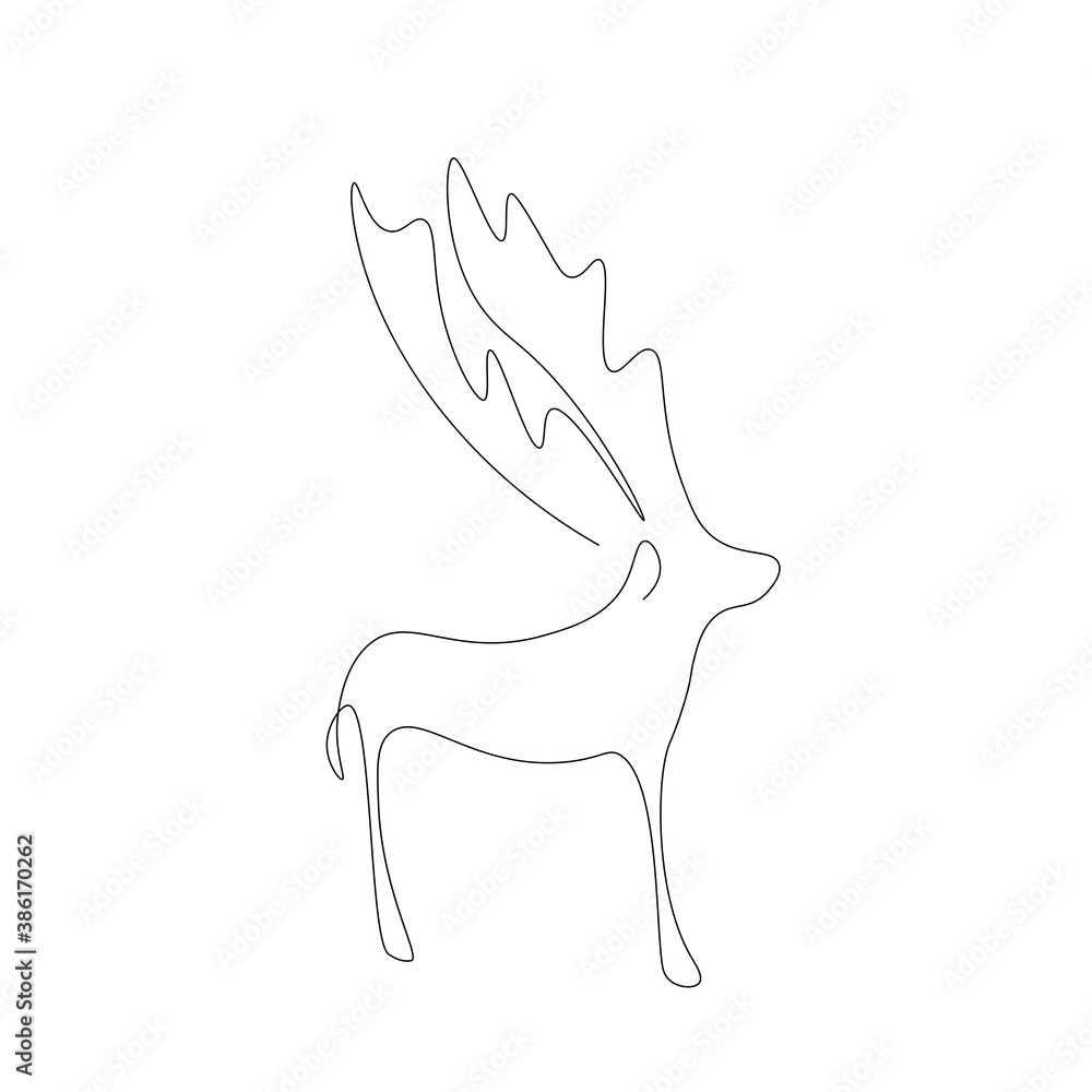 Fototapeta premium Deer animal line drawing vector illustration