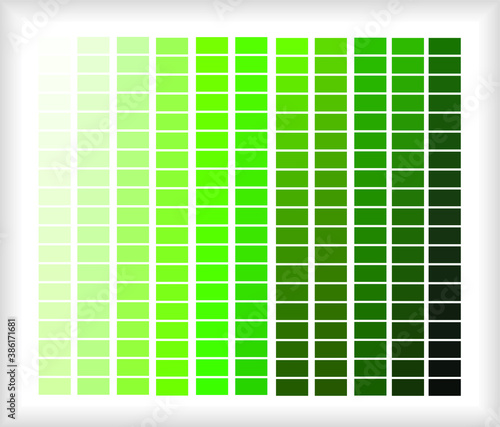 Green color palette, color blend, color shade illustration