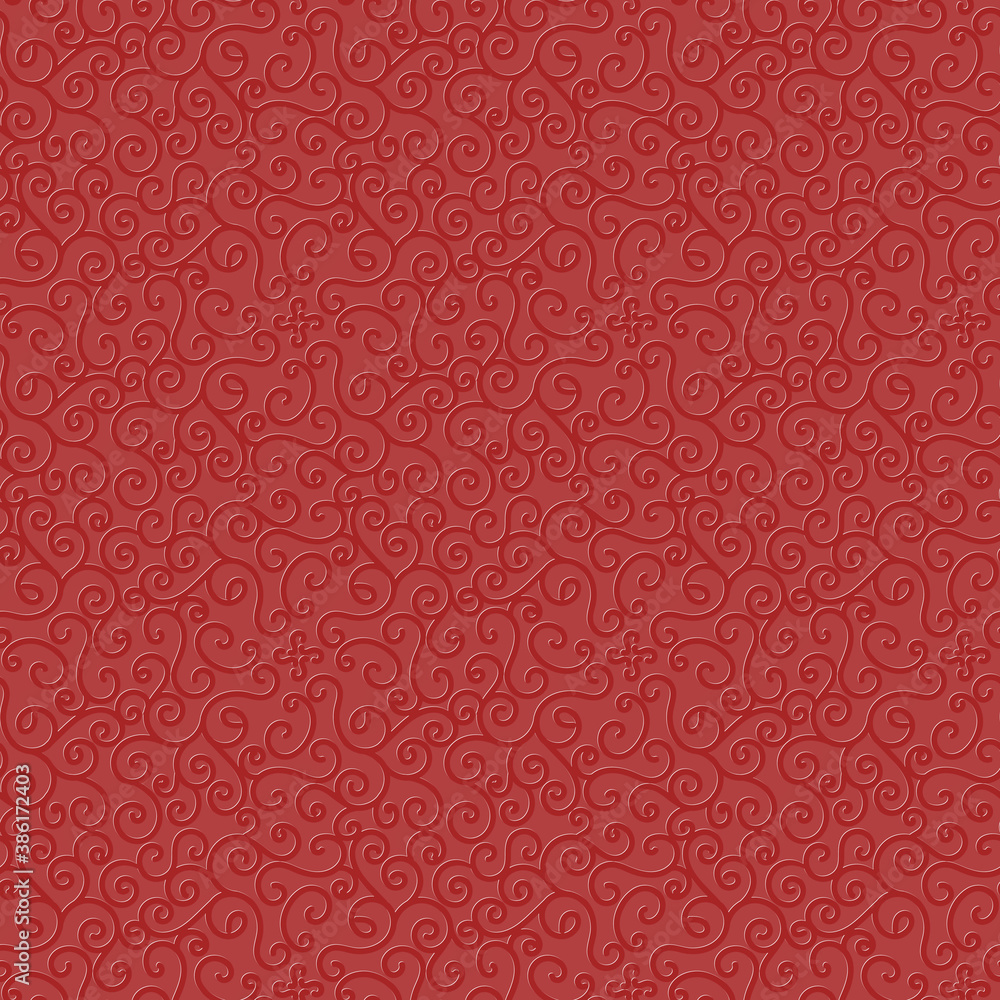 bright red seamless vector pattern with an embossed swirl texture