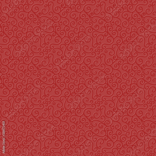 bright red seamless vector pattern with an embossed swirl texture