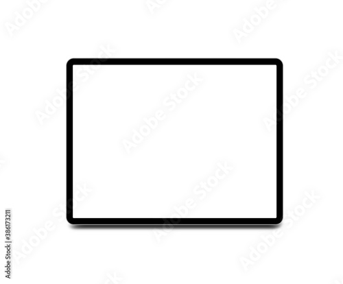 Tablet PC with white screen isolated on a white background. 3D illustration.