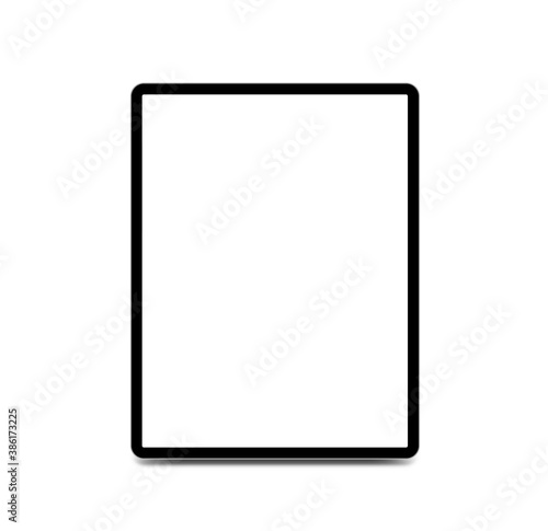 Tablet PC with white screen isolated on a white background. 3D illustration.