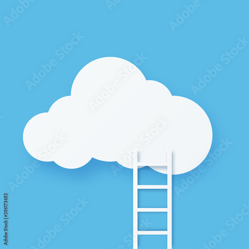 Digital cloud computing technology with staircase