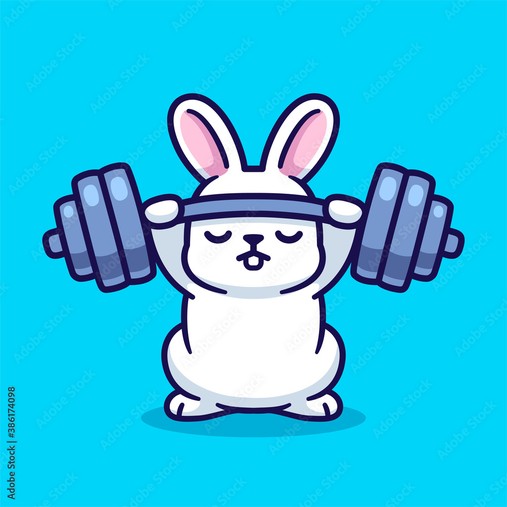 Gym bunny, rabbit lifting barbell Stock Vector | Adobe Stock