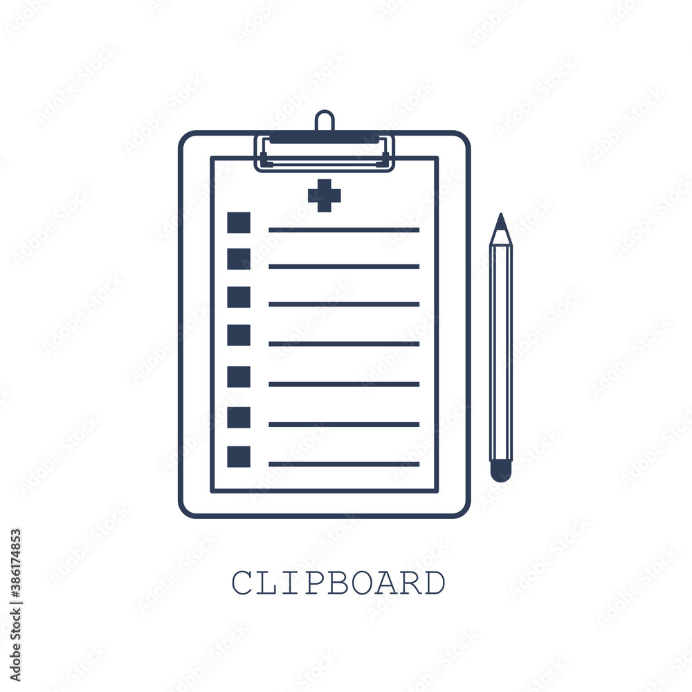 Clipboard icon. Vector illustration in flat cartoon design. Checklist clipboard, webpage and design element, medical report. Clipboard icon. Vector illustration in flat cartoon design. Checklist clipboard, webpage and design element, medical report.