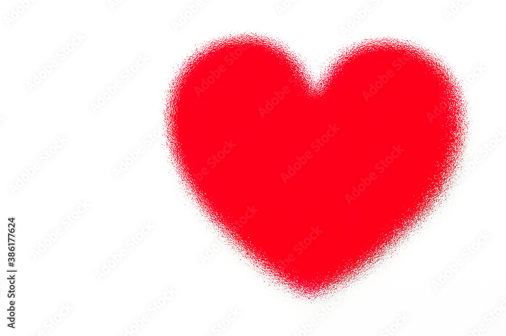 Red heart shape illustration on white background with copy space