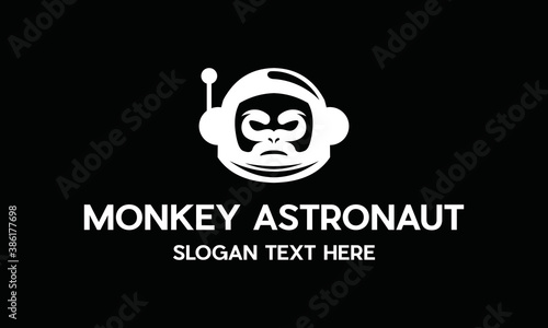 Space monkey logo concept. mascot logo design Premium Vector, Monkey Astronaut. Gorilla in a spacesuit
