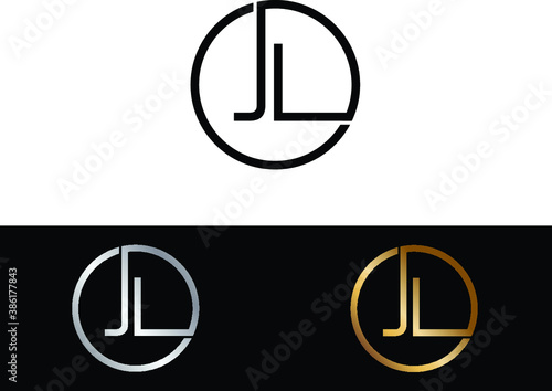 JL Circular Letter Logo with Circle Design and Black red gold color