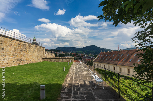 Streets of Tetschen Castle. Decin. Czech Republic.