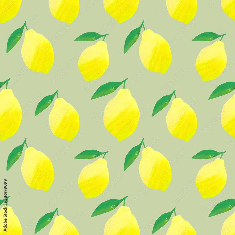 Lemons seamless pattern. Gouache illustration. Use for printing, wrapping paper, wallpaper, textiles. Stylish bright design. Lemons seamless pattern. Gouache illustration. Use for printing, wrapping paper, wallpaper, textiles. Stylish bright design.