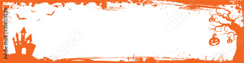 vector Halloween web banner billboard size orange grungy border template background
