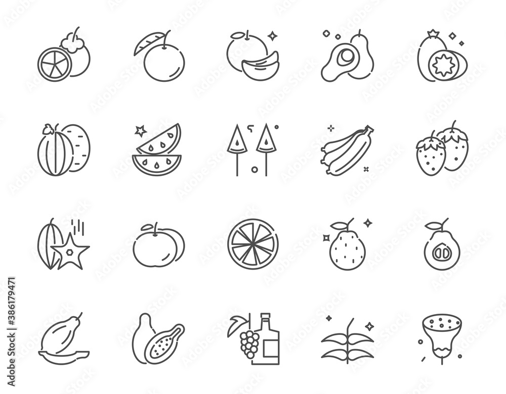 Set of thin line icon, Fresh fruit line Set of thin line icon, Fresh fruit line