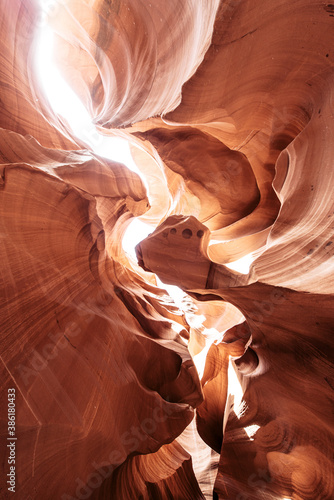 Bizarre curves of rock formations in Antelope Canyon in Arizona