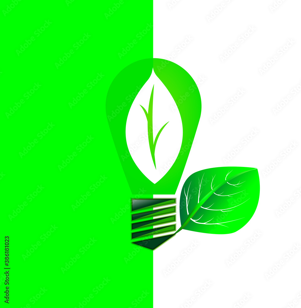 On a white and green background is an electric lamp. The heating element made in the form of a tree leaf and a leaf next to the lamp emphasize the safety and environmental friendliness of the lamp. On a white and green background is an electric lamp. The heating element made in the form of a tree leaf and a leaf next to the lamp emphasize the safety and environmental friendliness of the lamp.