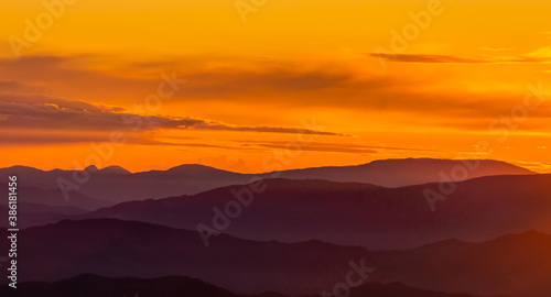 Beautiful sunrise over the Apennine mountains.  