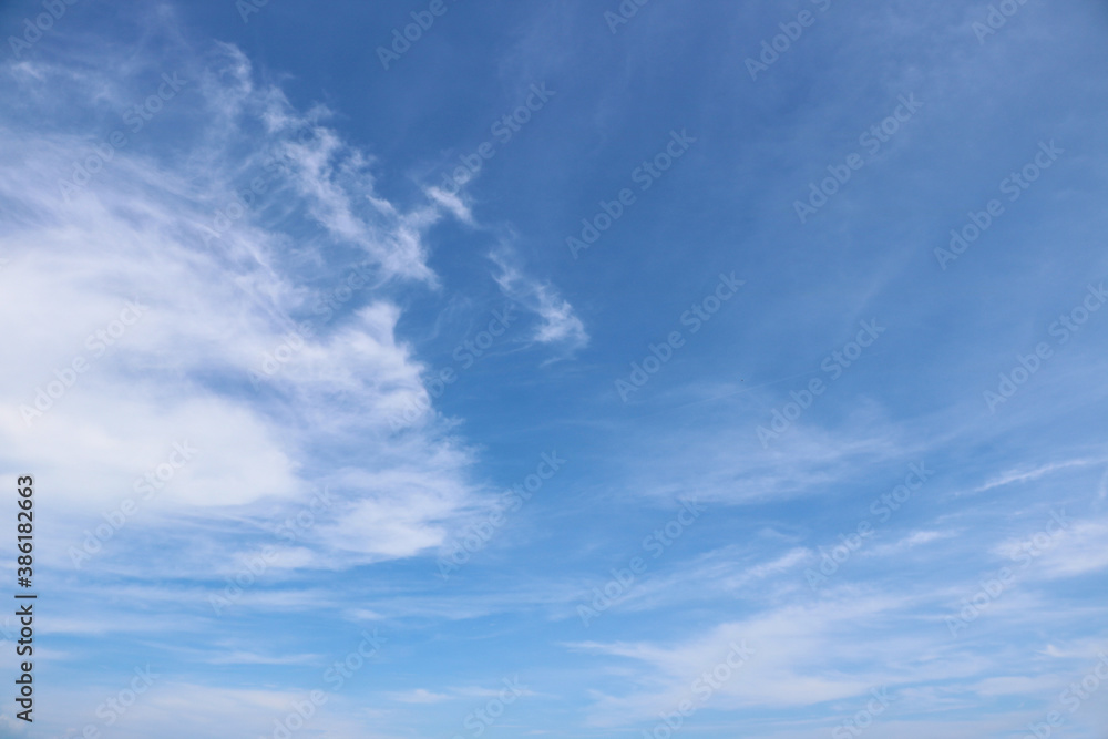Clear and clean of blue sky and white clouds for nature background