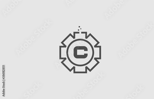 C alphabet letter logo icon in green color. Creative flower design for company and business