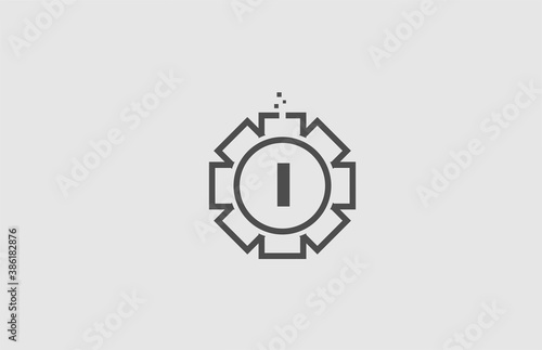 I alphabet letter logo icon in green color. Creative flower design for company and business