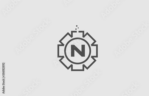 N alphabet letter logo icon in green color. Creative flower design for company and business