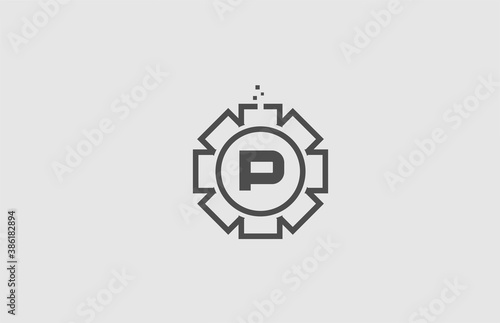 P alphabet letter logo icon in green color. Creative flower design for company and business