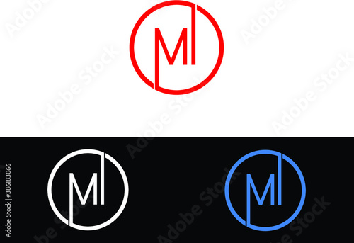 MI Circular Letter Logo with Circle Design and Black red gold color